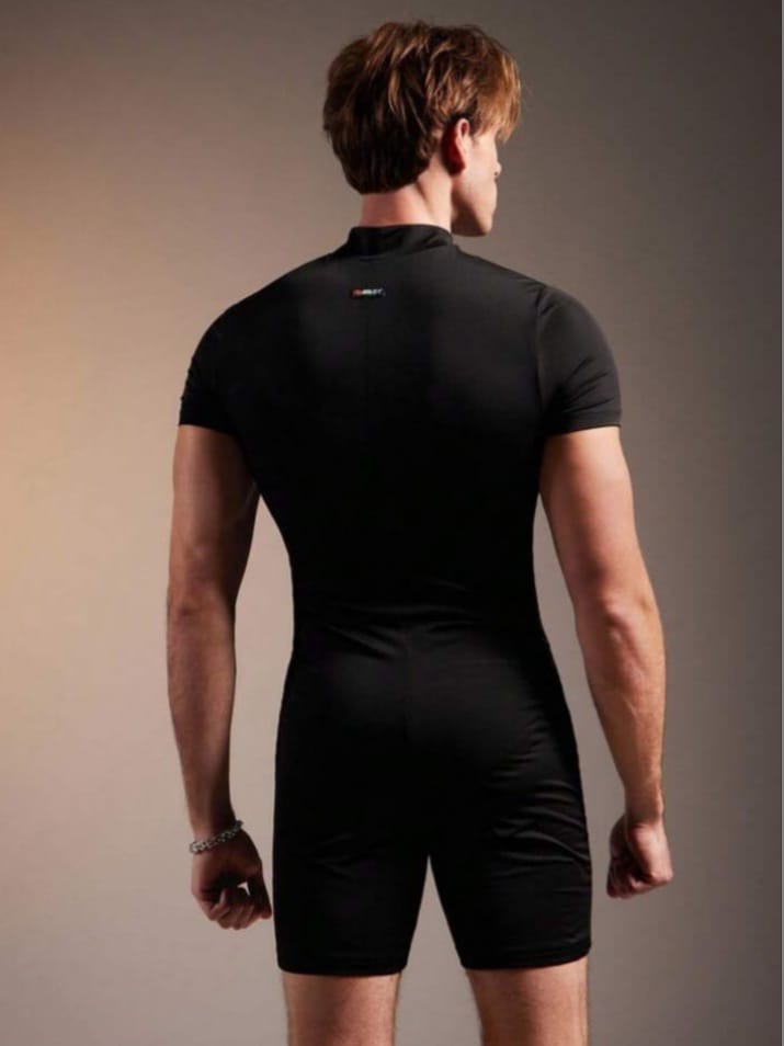 Men's Knitted Fashionable Casual Skinny Black Romper